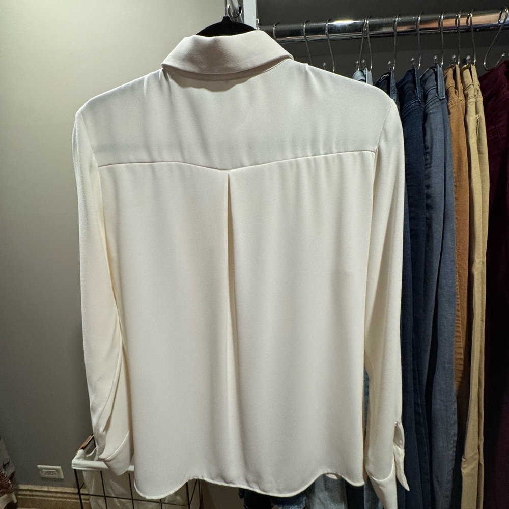 Zara White Blouse with Black Trim - Picture 6 of 7